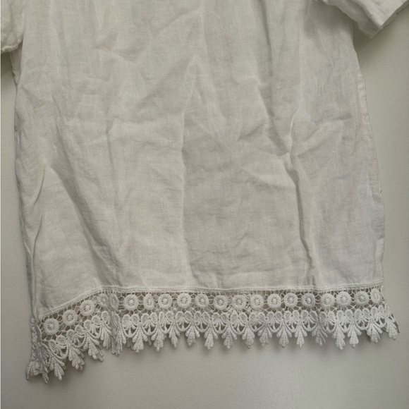 Terzo Millenio White Linen Top Lagenlook size small - Picture 3 of 8